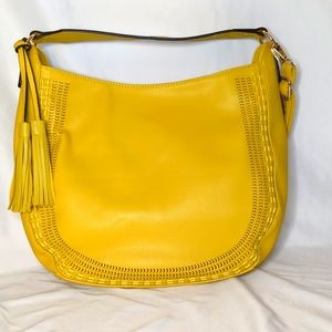 Yellow Vegan Leather Hobo Bag